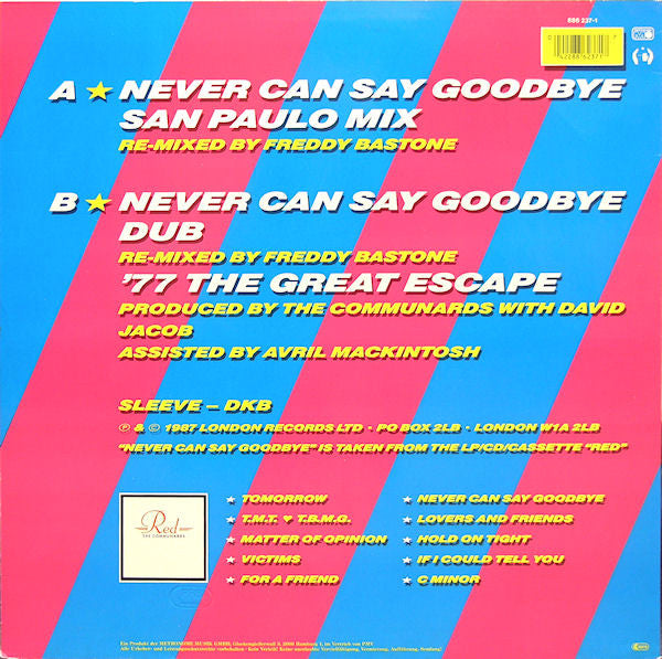 The Communards : Never Can Say Goodbye (Remix) (12")