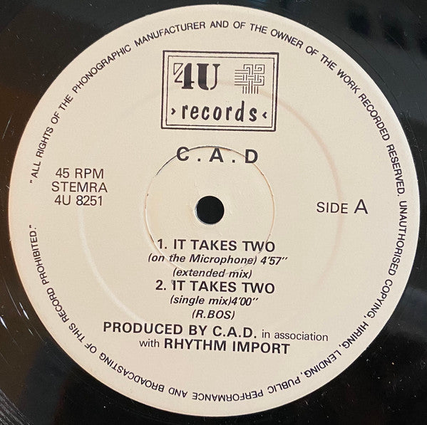 C.A.D. (3) : It Takes Two (12")