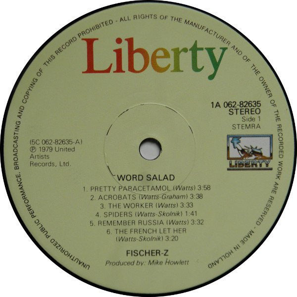 Fischer-Z : Word Salad (LP, Album, RP)