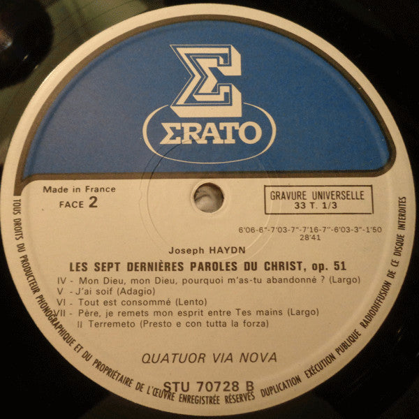 Joseph Haydn - Quatuor Via Nova : Les Sept Dernières Paroles Du Christ Op. 51 (LP, Gat)