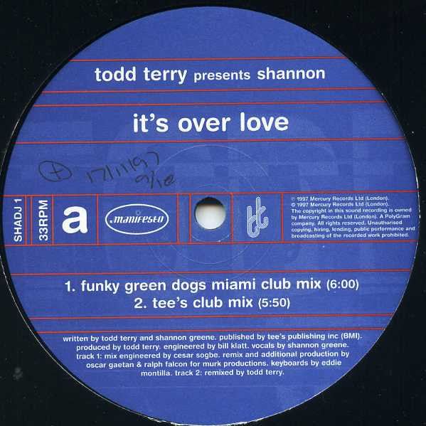 Todd Terry Presents Shannon : It's Over Love (2x12", Promo)