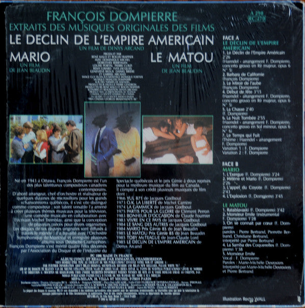 François Dompierre : Extraits Des Musiques Originales Des Films Le Declin De L'Empire Americain, Mario, Le Matou (LP, Comp)