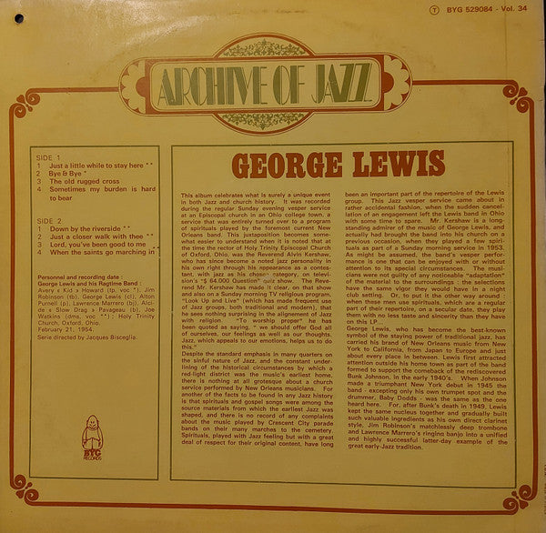 George Lewis (2) : Archive Of Jazz Volume 34 - George Lewis (LP, Album, RE)