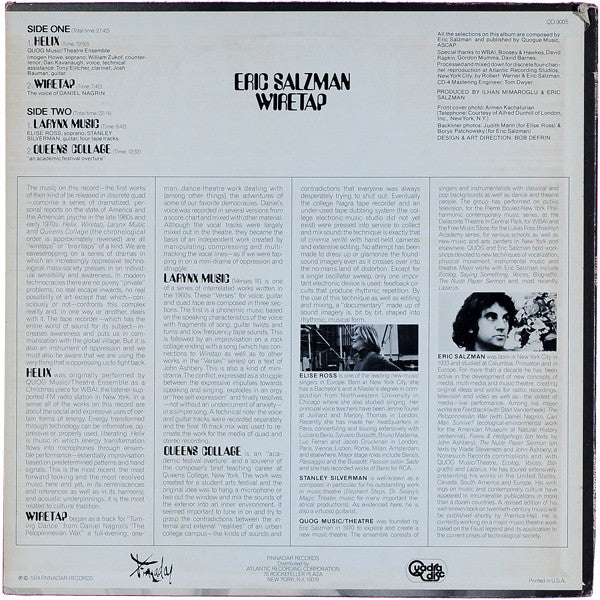 Eric Salzman : Wiretap (LP, Album, Quad)