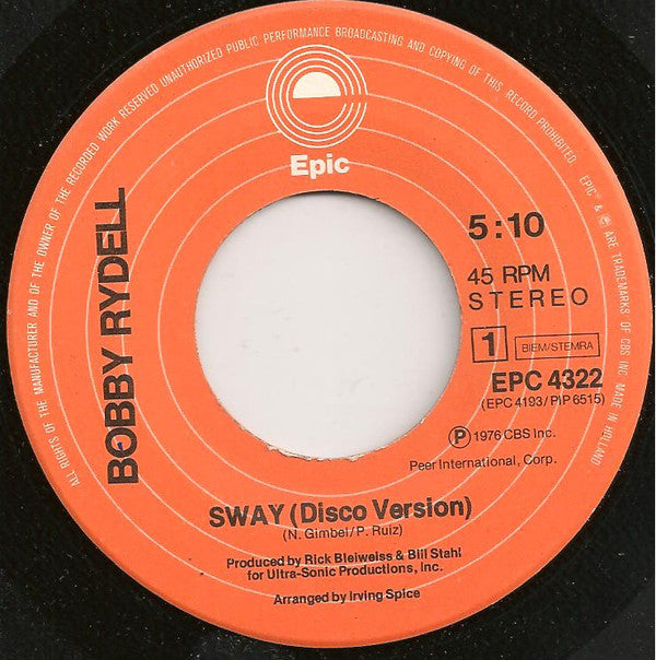 Bobby Rydell : Sway (7", Single)