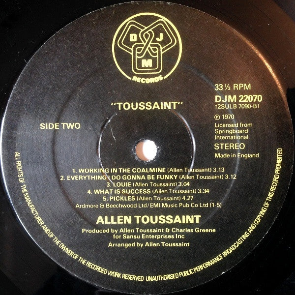 Allen Toussaint : Toussaint (LP, Album, RE)