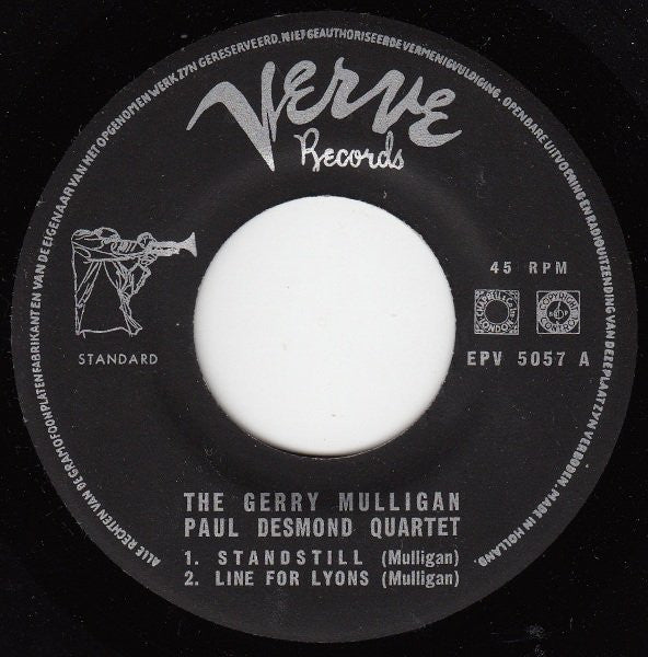 Gerry Mulligan - Paul Desmond Quartet : Standstill (7", EP)