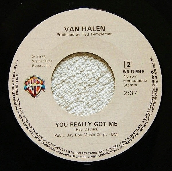 Van Halen : Runnin' With The Devil / You Really Got Me (7", Single)