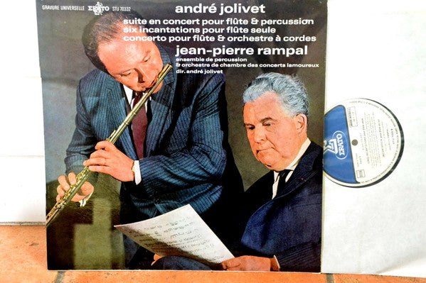 André Jolivet / Jean-Pierre Rampal : Suite En Concert Pour Flûte & Percussion / Six Incantations Pour Flûte Seule / Concerto Pour Flûte & Orchestra À Cordes (LP)