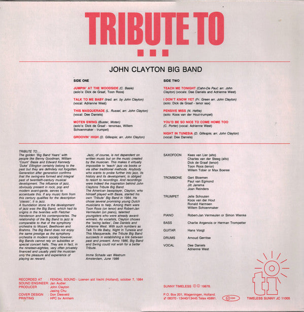 The John Clayton Bigband : Tribute To ... (LP)