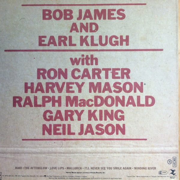 Bob James & Earl Klugh : One On One (LP, Album, Gat)