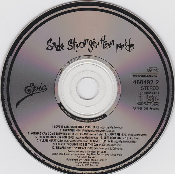 Sade : Stronger Than Pride (CD, Album)