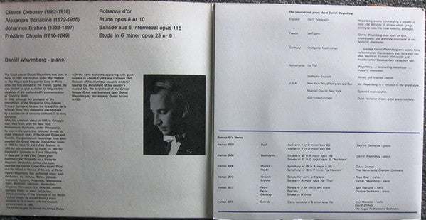 Claude Debussy / Alexander Scriabine / Johannes Brahms / Frédéric Chopin - Daniel Wayenberg : Poissond D'Or / Etude Opus 8 Nr 10 / Ballade Aus 6 Intermezzi / Etude In G Minor Opus 25 Nr 9 (7")