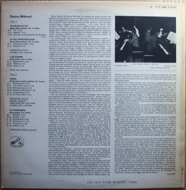 Darius Milhaud - Christian Ivaldi, Noël Lee, Michel Béroff, Jean-Philippe Collard : Pièces Pour Un, Deux Et Quatre Pianos (Scaramouche ∙ Le Bal Martiniquais ∙ Printemps ∙ Automne , Paris) (LP)