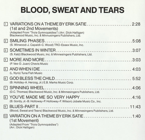 Blood, Sweat And Tears : Blood, Sweat And Tears (CD, Album)
