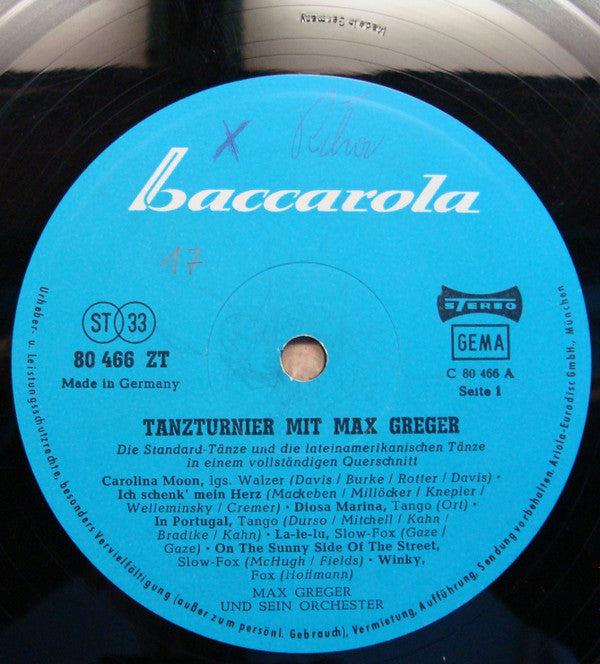 Max Greger : Tanzturnier Mit Max Greger (LP, Album)