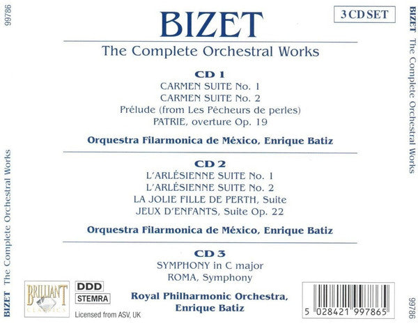 Georges Bizet : The Complete Orchestral Works (Carmen Suites - L'Arlésienne Suites) (3xCD, Comp)