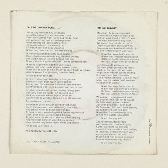 Reinhard Mey : Als De Dag Van Toen (7", Single, Ora)