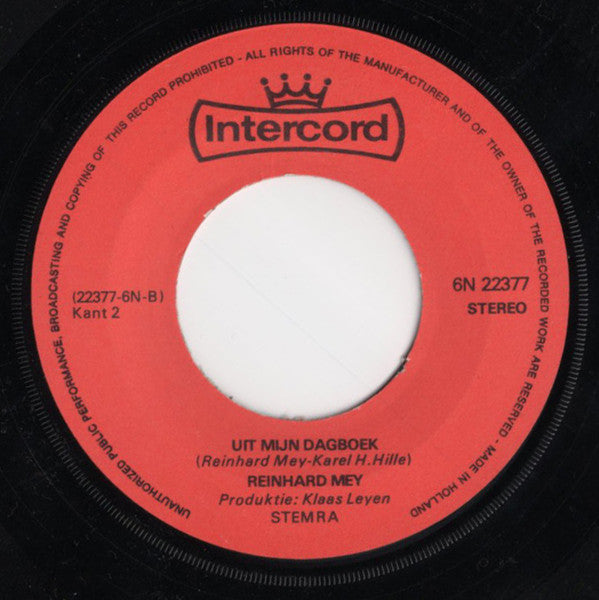 Reinhard Mey : Als De Dag Van Toen / Uit Mijn Dagboek (7", Single, Ora)