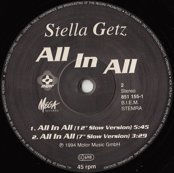 Stella Getz : All In All (12")