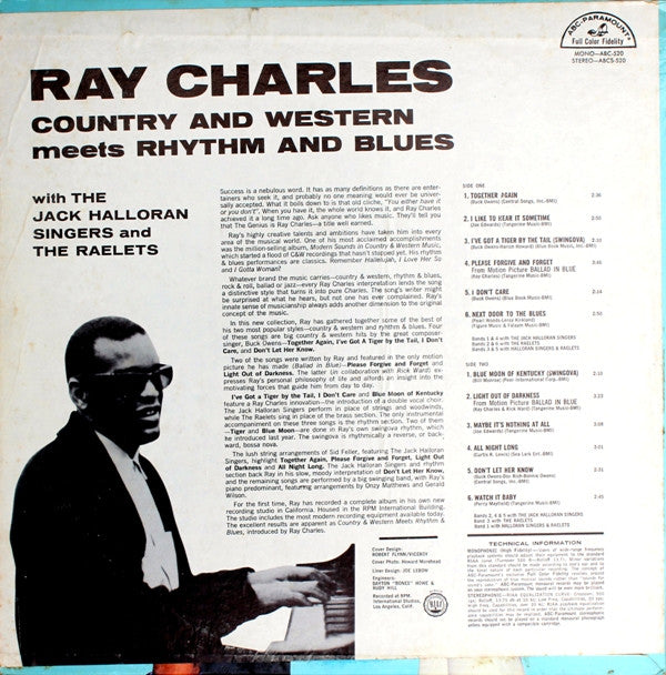 Ray Charles : Country And Western Meets Rhythm And Blues (LP, Album, Mono)