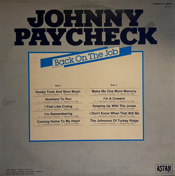 Johnny Paycheck : Back On The Job (LP, Comp)