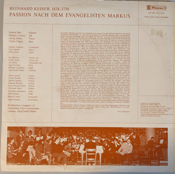 Reinhard Keiser : Markus Passion (2xLP, Gat)