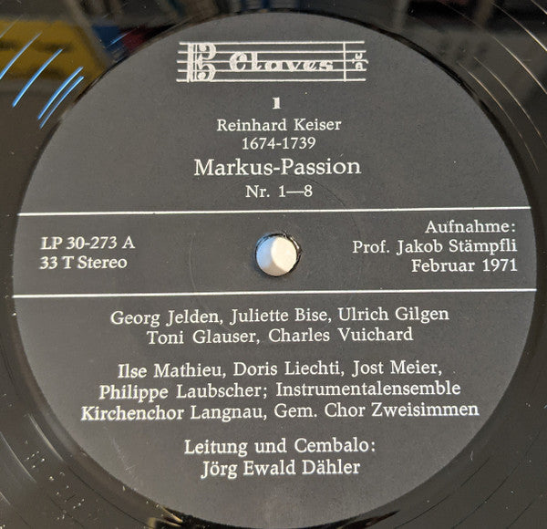 Reinhard Keiser : Markus Passion (2xLP, Gat)