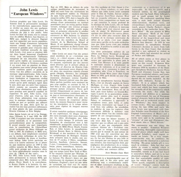 John Lewis (2) Conducts Stuttgart Symphony Orchestra : European Windows (LP, Album, RE)