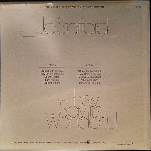 Jo Stafford : They Say It's Wonderful (LP)