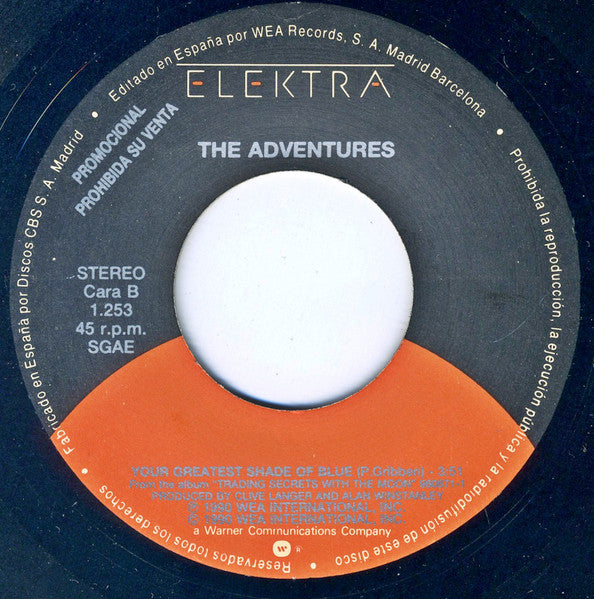 The Adventures : Your Greatest Shade Of Blue (7", Single, Promo)