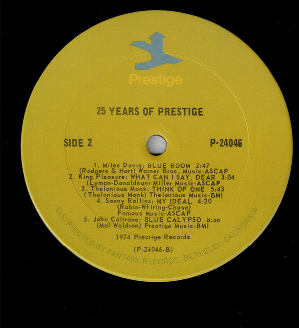 Various : 25 Years Of Prestige (2xLP, Comp, Mono, RE)