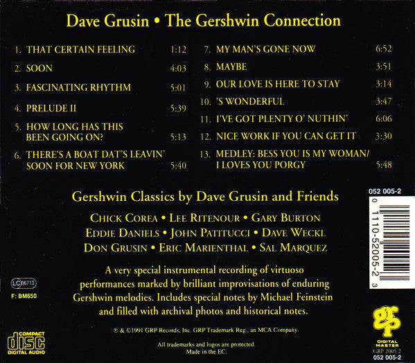 Dave Grusin : The Gershwin Connection (CD, Album, RE)