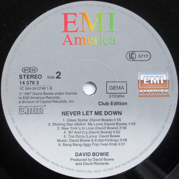 David Bowie : Never Let Me Down (LP, Album, Club)