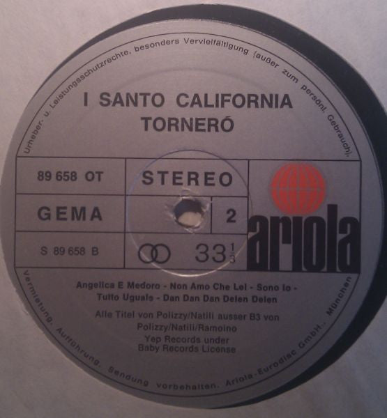 I Santo California : Torneró  (LP, Album)