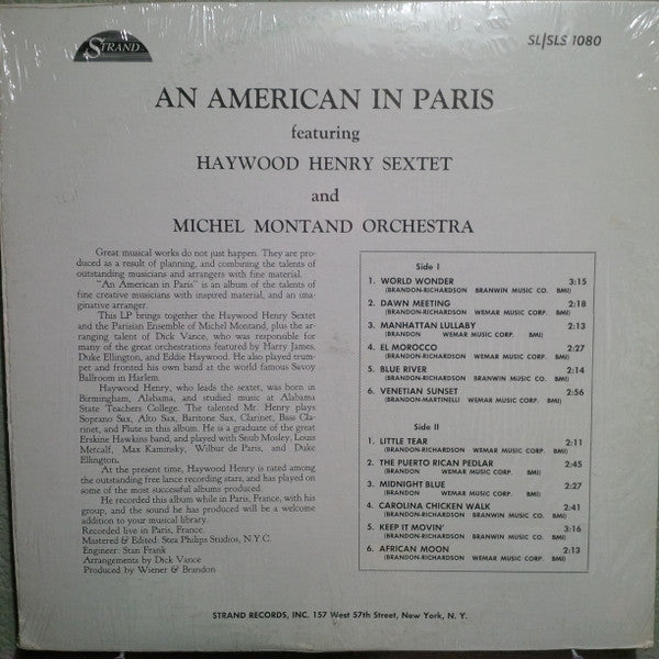 The Michel Montand Orchestra, Haywood Henry Sixtet : An American In Paris (LP)