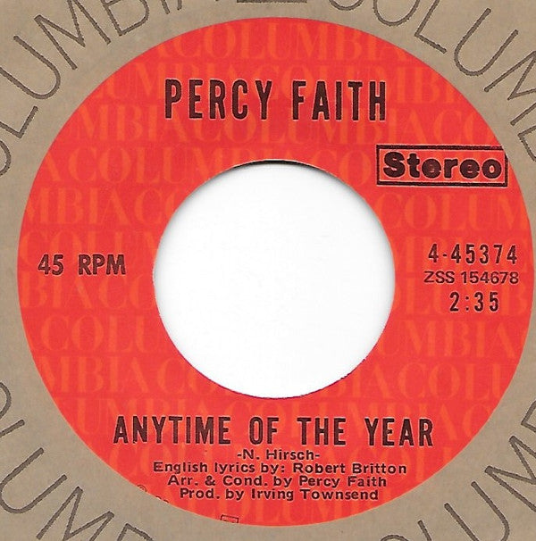 Percy Faith : Anytime Of The Year (7")