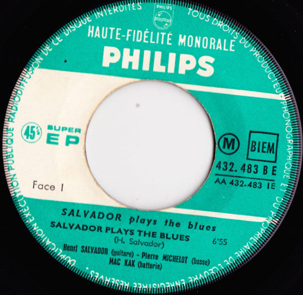 Henri Salvador : Salvador Plays The Blues (7", EP, RE)
