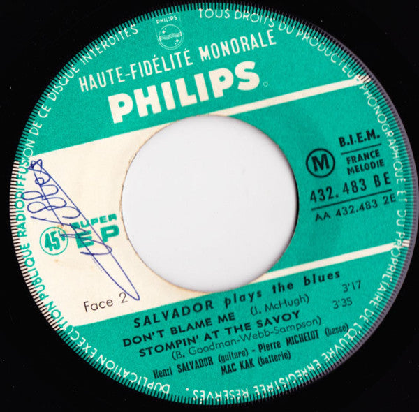 Henri Salvador : Salvador Plays The Blues (7", EP, RE)