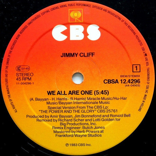 Jimmy Cliff : We All Are One (12", Maxi)