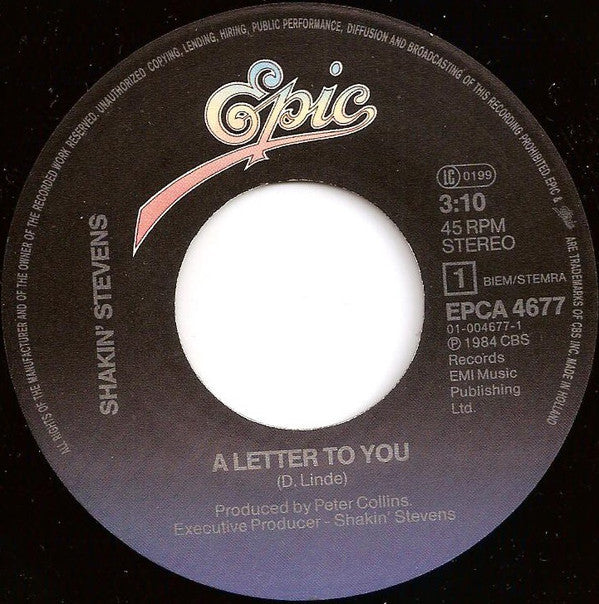 Shakin' Stevens : A Letter To You (7", Single)
