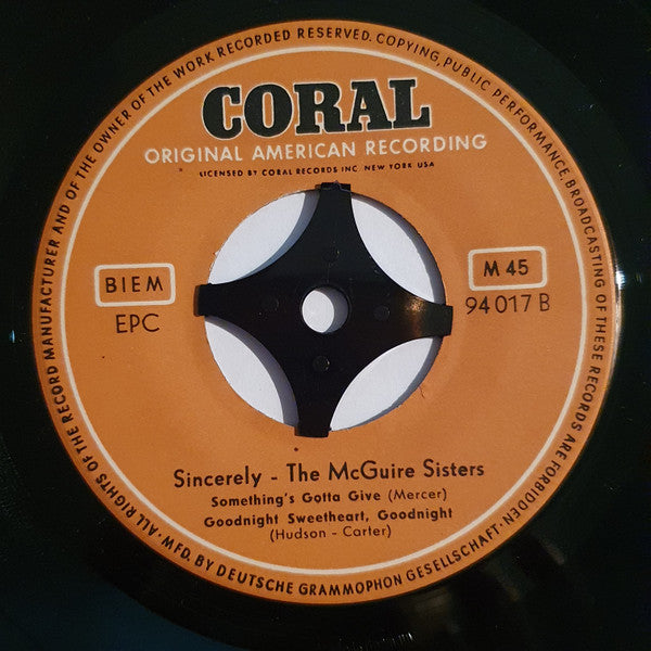 McGuire Sisters : Sincerely (7", EP)