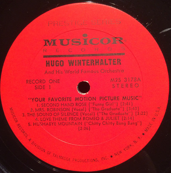 Hugo Winterhalter Orchestra : Your Favorite Motion Picture Music (2xLP, Album, Gat)