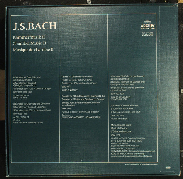 Johann Sebastian Bach : Kammermusik II - Chamber Music II - Musique De Chambre II (7xLP + Box, Comp)