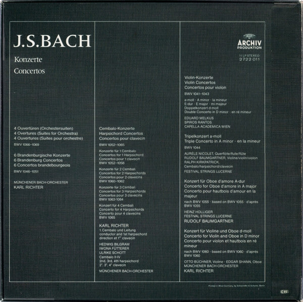 Johann Sebastian Bach : Konzerte - Concertos (11xLP, Comp + Box)