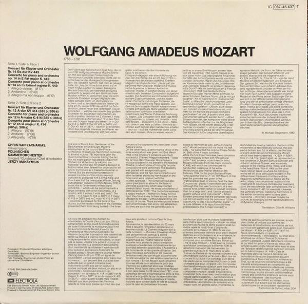 Wolfgang Amadeus Mozart, Christian Zacharias, Polish Chamber Orchestra, Jerzy Maksymiuk : Klavierkonzerte A-dur KV 414 • Es-dur KV 449 (LP)