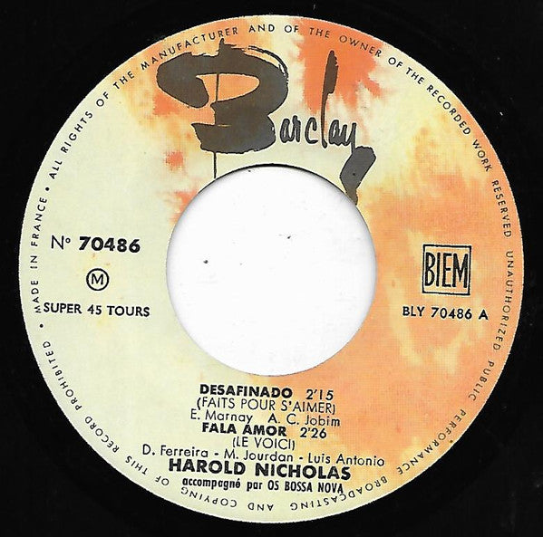 Harold Nicholas Accompagné Par Os Bossa Nova : Desafinado (7", EP)