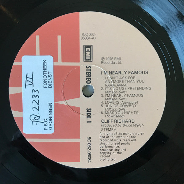 Cliff Richard : I'm Nearly Famous (LP, Album)