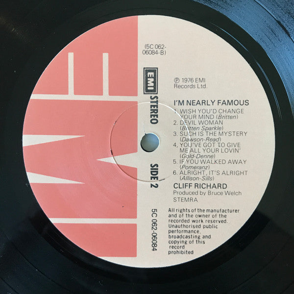 Cliff Richard : I'm Nearly Famous (LP, Album)