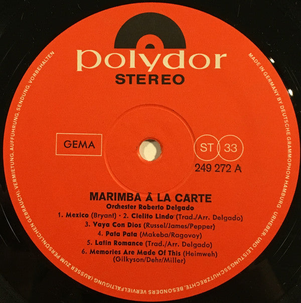 Roberto Delgado & His Orchestra : Marimba À La Carte (LP, Album)